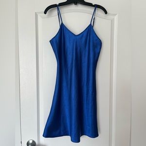 Cobalt blue vintage satin slip dress M